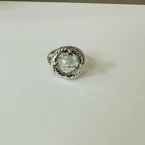 David Yurman 11MM Prasiolite Sterling Silver Infinity Ring. Size 6.